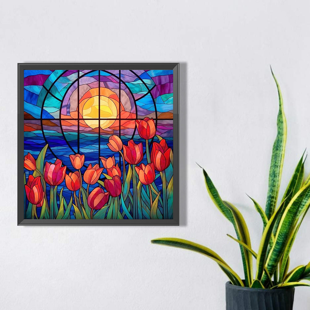Diamond Painting - Full Square - glass art flowers (40*40CM)