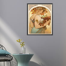 Load image into Gallery viewer, Diamond Painting - Full Round - woman holding flowers (40*50CM)