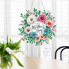 Load image into Gallery viewer, Mother Day Wreath Single-Side Diamond Art Hanging Pendant for Home Wall Decor