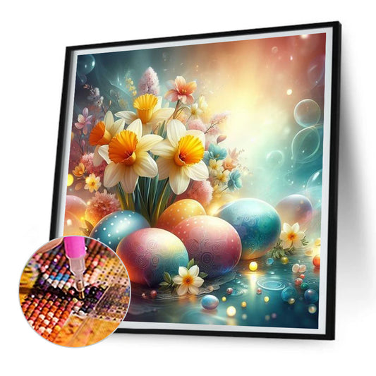 Diamond Painting - Full Round - Easter eggs with daffodils (30*30CM)