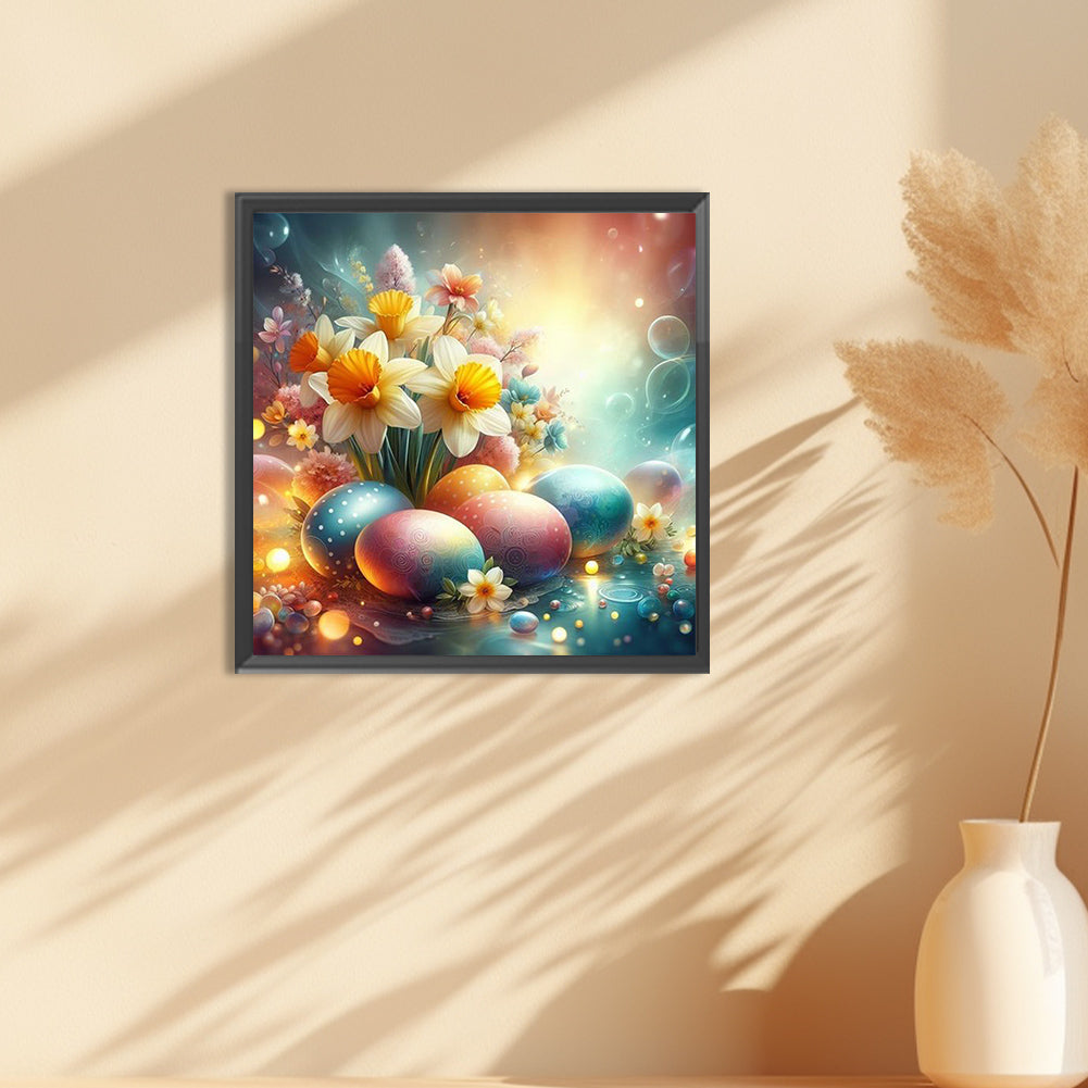 Diamond Painting - Full Round - Easter eggs with daffodils (30*30CM)