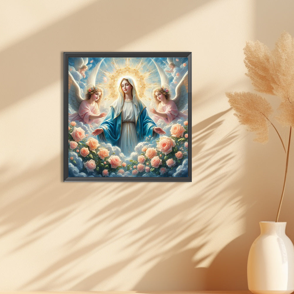 Diamond Painting - Full Round - Flowers, Madonna and Angels (30*30CM)