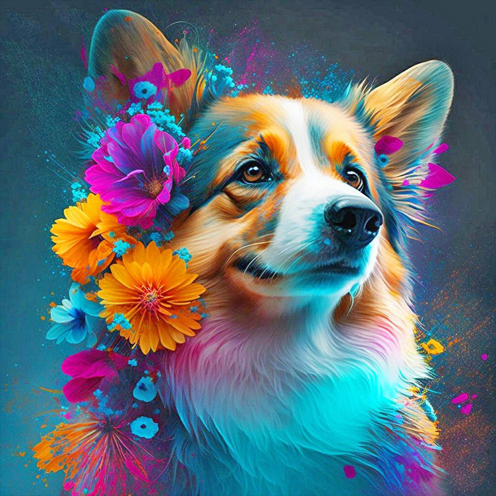 Diamond Painting - Full Round - cute corgi (30*30CM)