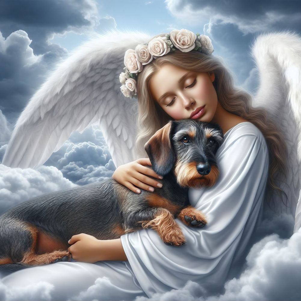 Diamond Painting - Full Round - angel and dog (30*30CM)