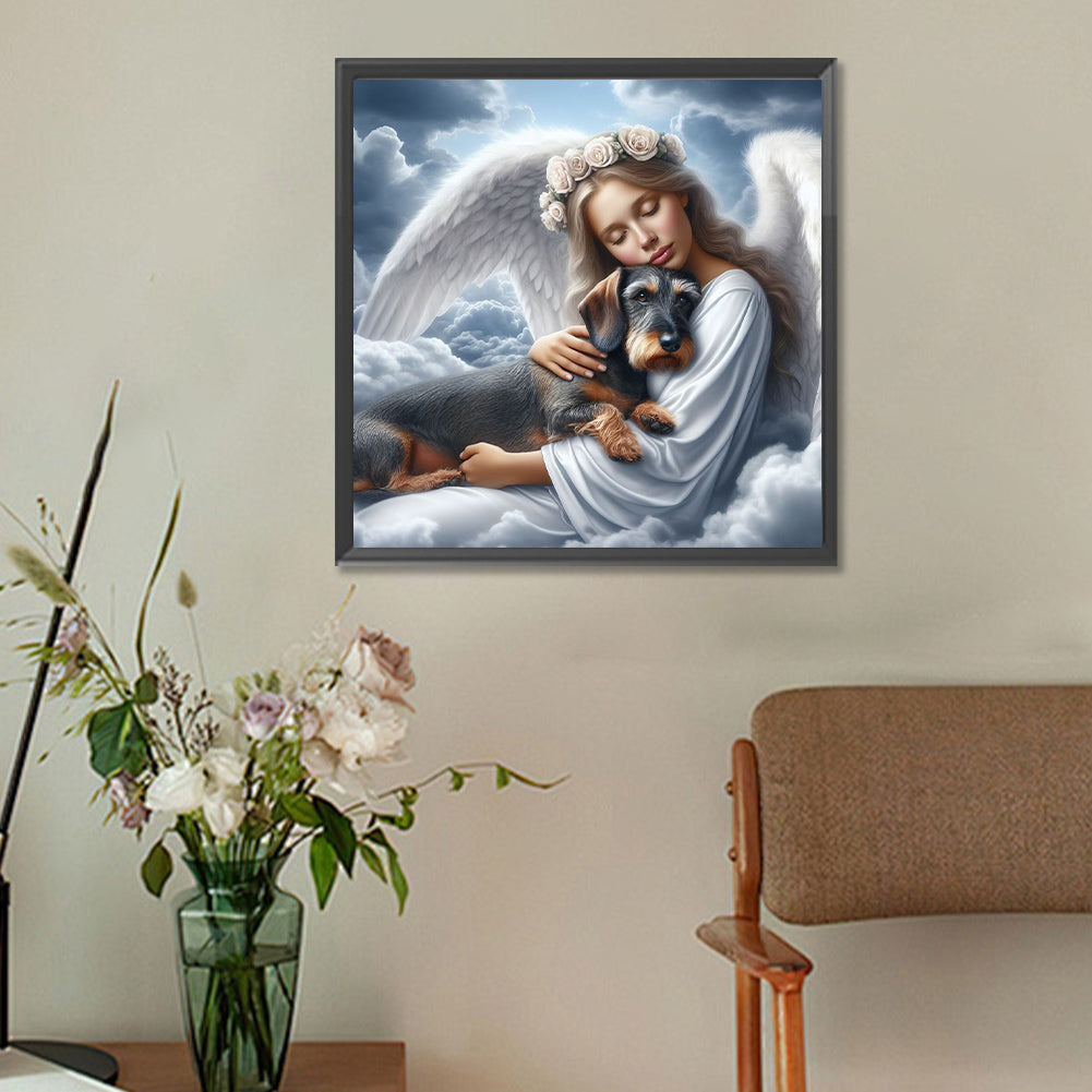 Diamond Painting - Full Round - angel and dog (30*30CM)