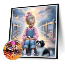 Load image into Gallery viewer, Diamond Painting - Full Round - Little girl and puppy in the garden (30*30CM)