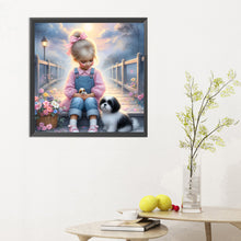 Load image into Gallery viewer, Diamond Painting - Full Round - Little girl and puppy in the garden (30*30CM)