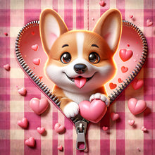 Load image into Gallery viewer, Diamond Painting - Full Round - Pink love puppy-Corgi (30*30CM)