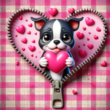 Load image into Gallery viewer, Diamond Painting - Full Round - Pink Love Puppy-Valentine Day Boston Terrier (30*30CM)