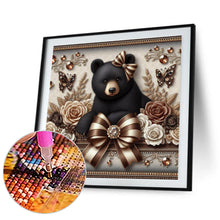 Load image into Gallery viewer, Diamond Painting - Full Round - flowers black bear (30*30CM)