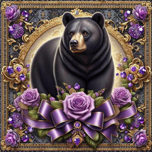 Load image into Gallery viewer, Diamond Painting - Full Round - flowers black bear (30*30CM)
