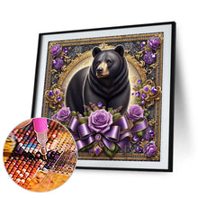 Load image into Gallery viewer, Diamond Painting - Full Round - flowers black bear (30*30CM)