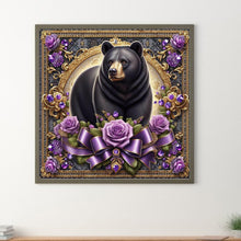 Load image into Gallery viewer, Diamond Painting - Full Round - flowers black bear (30*30CM)
