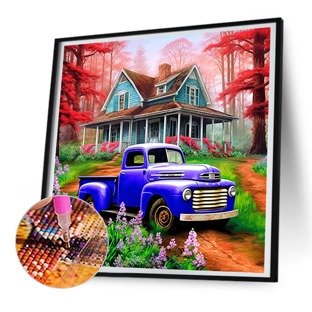 Diamond Painting - Full Round - classic car in the woods (30*30CM)