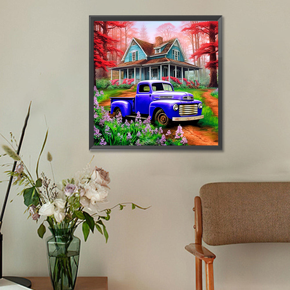 Diamond Painting - Full Round - classic car in the woods (30*30CM)