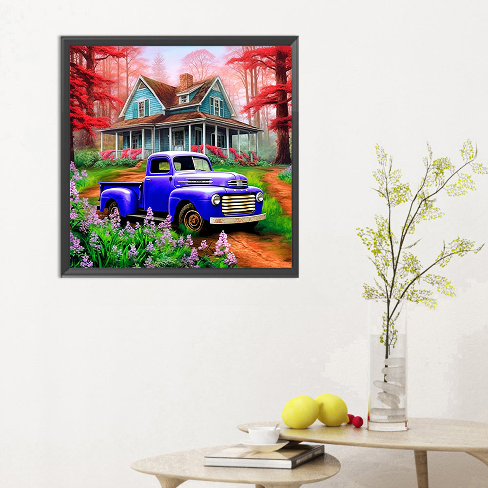 Diamond Painting - Full Round - classic car in the woods (30*30CM)