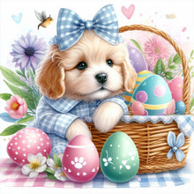 Load image into Gallery viewer, Diamond Painting - Full Round - Curly-eared dog and Easter eggs (30*30CM)