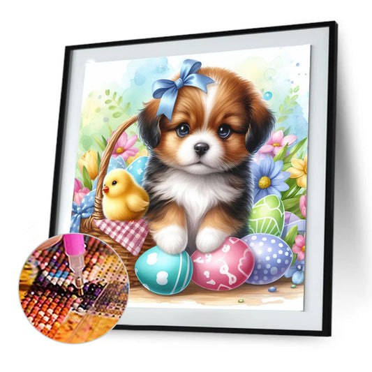 Diamond Painting - Full Round - Pastoral Dog and Easter Egg (30*30CM)