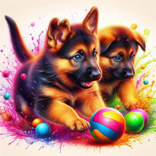 Load image into Gallery viewer, Diamond Painting - Full Round - Ball with two shepherd dogs (30*30CM)