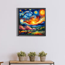 Load image into Gallery viewer, Diamond Painting - Full Round - Colored lead painting of starry sky and countryside (40*40CM)