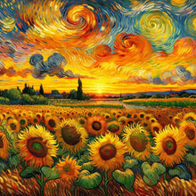 Load image into Gallery viewer, Diamond Painting - Full Round - Color lead painting of sunflower field (40*40CM)