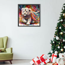 Load image into Gallery viewer, Diamond Painting - Full Round - Indian white lion with colorful feathers (40*40CM)