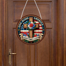 Load image into Gallery viewer, Acrylic Suncatcher Window Door Sign Hanging Garden Decor (Patriotic Cross Flag)