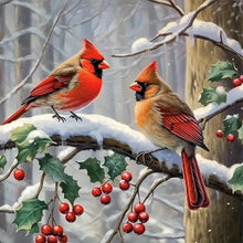 Load image into Gallery viewer, Diamond Painting - Full Round - snow cardinal (30*30CM)