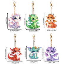 Load image into Gallery viewer, 6 Pcs Double Side Dragon Diamond Art Keyring for Zipper Charm Bag Charms Pendant