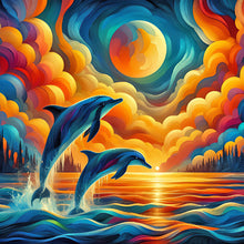 Load image into Gallery viewer, Diamond Painting - Full Round - sunset dolphin (40*40CM)