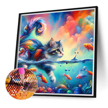 Load image into Gallery viewer, Diamond Painting - Full Round - Goldfish and colorful cat (40*40CM)