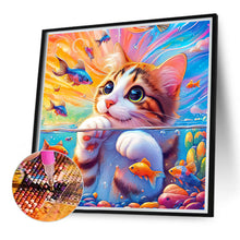 Load image into Gallery viewer, Diamond Painting - Full Round - Goldfish and little orange cat (40*40CM)