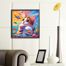 Load image into Gallery viewer, Diamond Painting - Full Round - Goldfish and little orange cat (40*40CM)