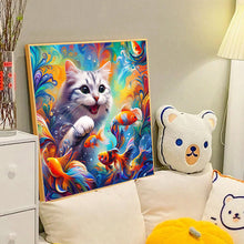 Load image into Gallery viewer, Diamond Painting - Full Round - Goldfish and black and white cat (40*40CM)