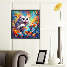 Load image into Gallery viewer, Diamond Painting - Full Round - Goldfish and black and white cat (40*40CM)