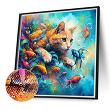 Load image into Gallery viewer, Diamond Painting - Full Round - Goldfish and Orange Cat (40*40CM)