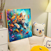 Load image into Gallery viewer, Diamond Painting - Full Round - Goldfish and Orange Cat (40*40CM)