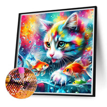 Load image into Gallery viewer, Diamond Painting - Full Round - Goldfish and colorful cat (40*40CM)