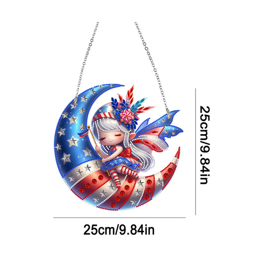Single-Side Fairy Diamond Art Hanging Pendant for Home Wall Decor (Fairy Moon)