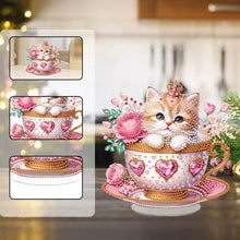Load image into Gallery viewer, Special Shape Single-Side Cute Cat in Cup Desktop Diamond Art Kit for Home Decor