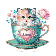 Load image into Gallery viewer, Special Shape Single-Side Cute Cat in Cup Desktop Diamond Art Kit for Home Decor