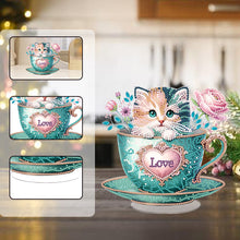 Load image into Gallery viewer, Special Shape Single-Side Cute Cat in Cup Desktop Diamond Art Kit for Home Decor