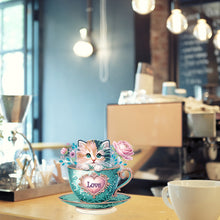 Load image into Gallery viewer, Special Shape Single-Side Cute Cat in Cup Desktop Diamond Art Kit for Home Decor