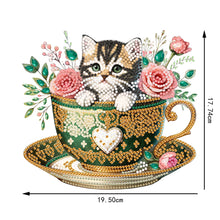 Load image into Gallery viewer, Special Shape Single-Side Cute Cat in Cup Desktop Diamond Art Kit for Home Decor