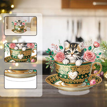 Load image into Gallery viewer, Special Shape Single-Side Cute Cat in Cup Desktop Diamond Art Kit for Home Decor