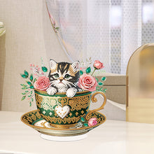 Load image into Gallery viewer, Special Shape Single-Side Cute Cat in Cup Desktop Diamond Art Kit for Home Decor