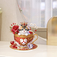 Load image into Gallery viewer, Special Shape Single-Side Cute Cat in Cup Desktop Diamond Art Kit for Home Decor