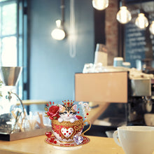 Load image into Gallery viewer, Special Shape Single-Side Cute Cat in Cup Desktop Diamond Art Kit for Home Decor