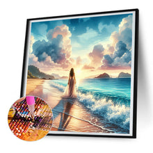 Load image into Gallery viewer, Diamond Painting - Full Round - Beach waves girl (30*30CM)