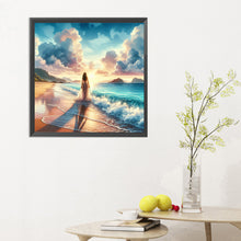 Load image into Gallery viewer, Diamond Painting - Full Round - Beach waves girl (30*30CM)